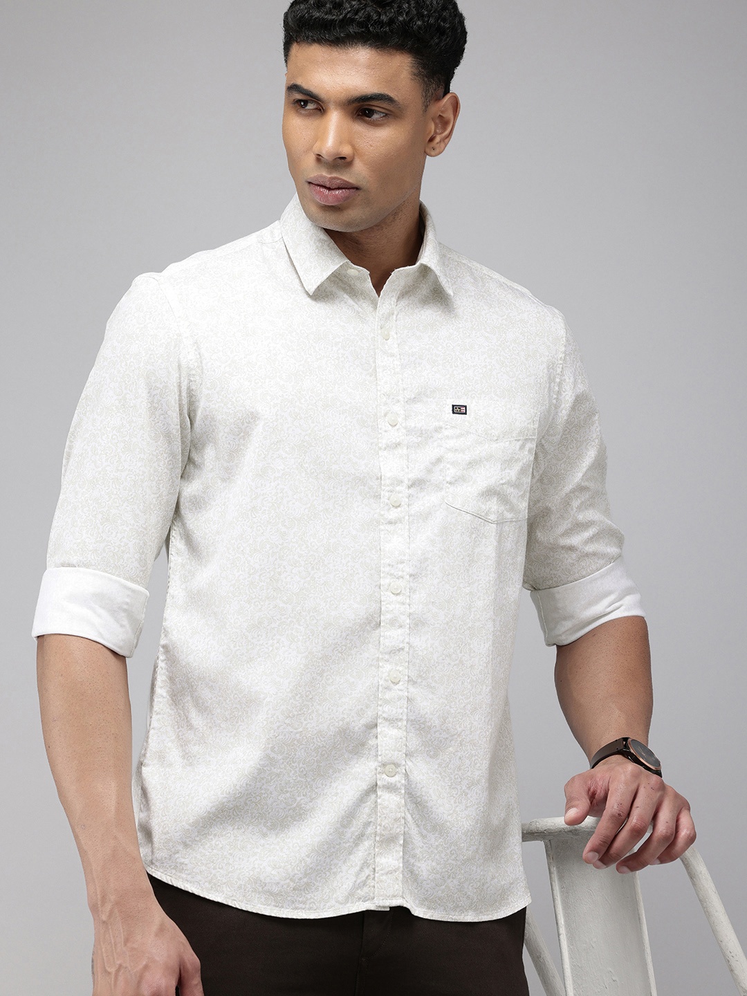 

Arrow Sport Printed Manhattan Slim Fit Opaque Pure Cotton Casual Shirt, Off white