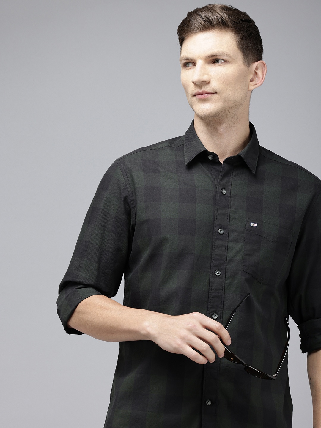 

Arrow Sport Manhattan Slim Fit Buffalo Checks Pure Cotton Casual Shirt, Green