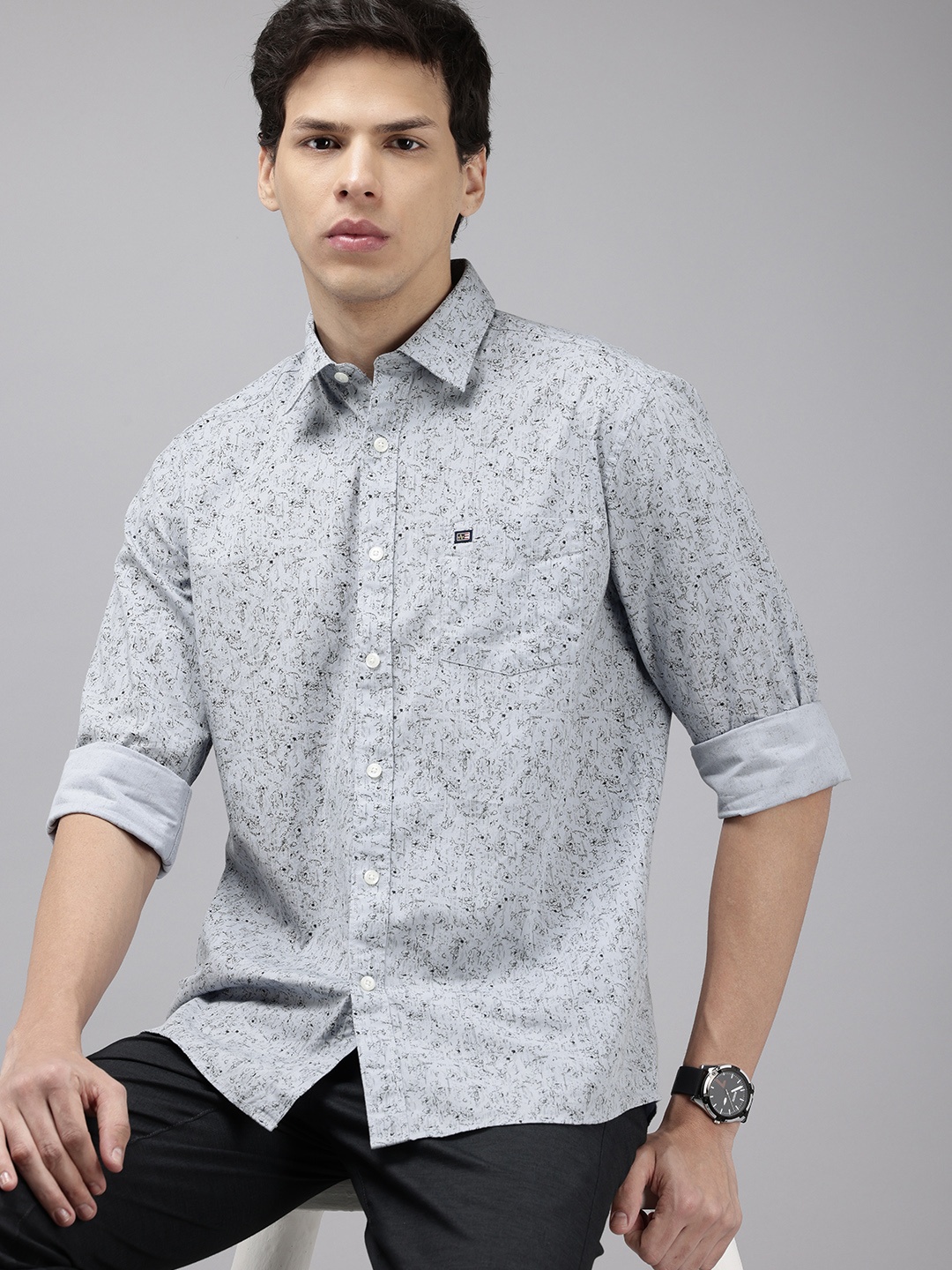 

Arrow Sport Pure Cotton Manhattan Slim Fit Floral Printed Casual Shirt, Grey
