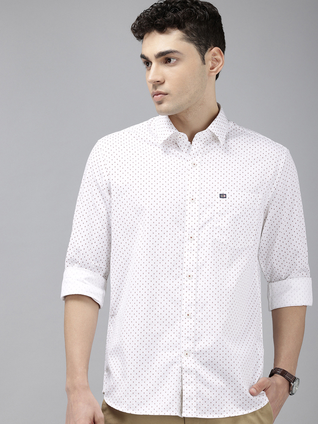

Arrow Sport Pure Cotton Slim Fit Opaque Printed Casual Shirt, White