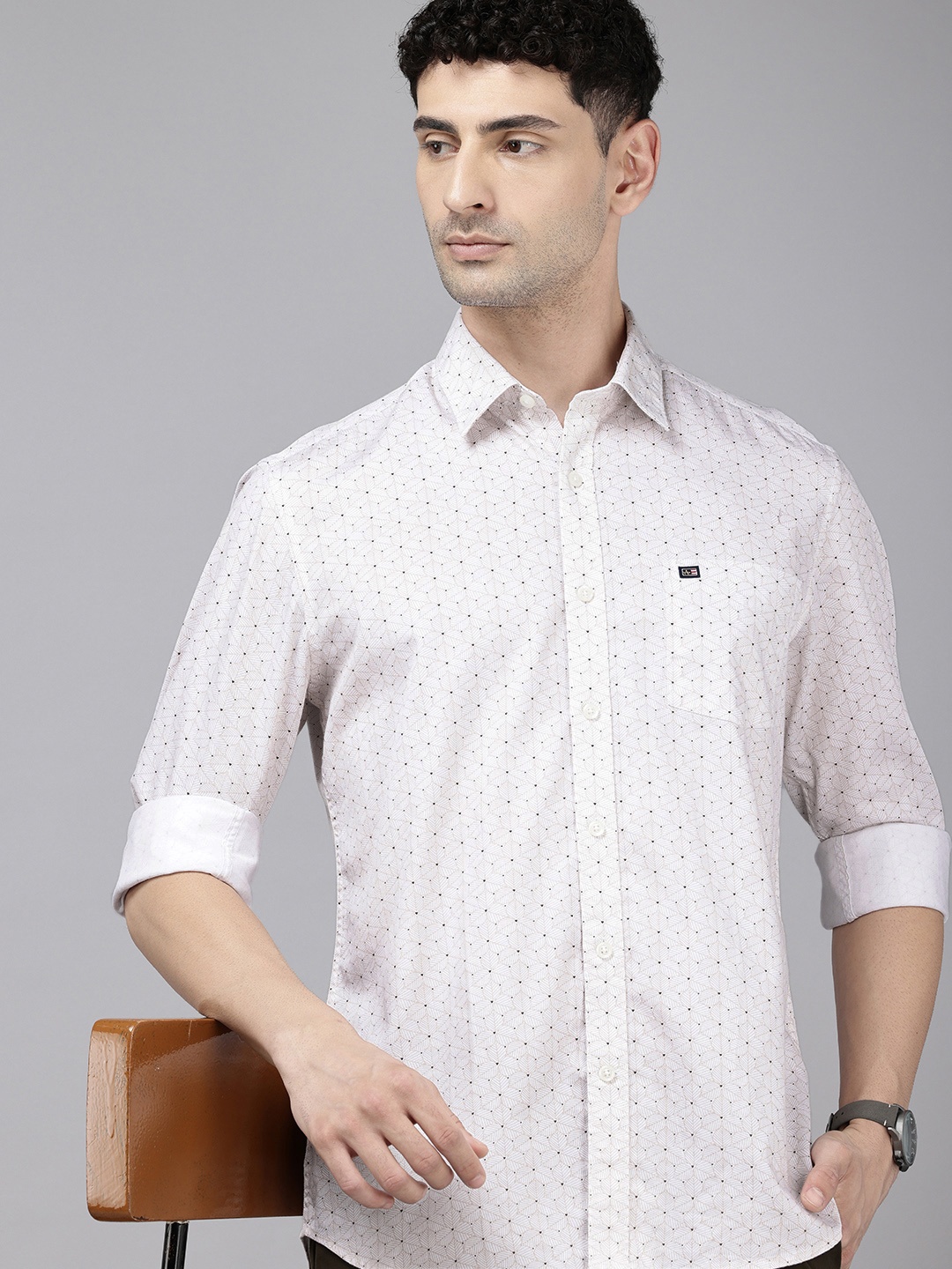 

Arrow Sport Floral Printed Manhattan Slim Fit Pure Cotton Casual Shirt, Beige