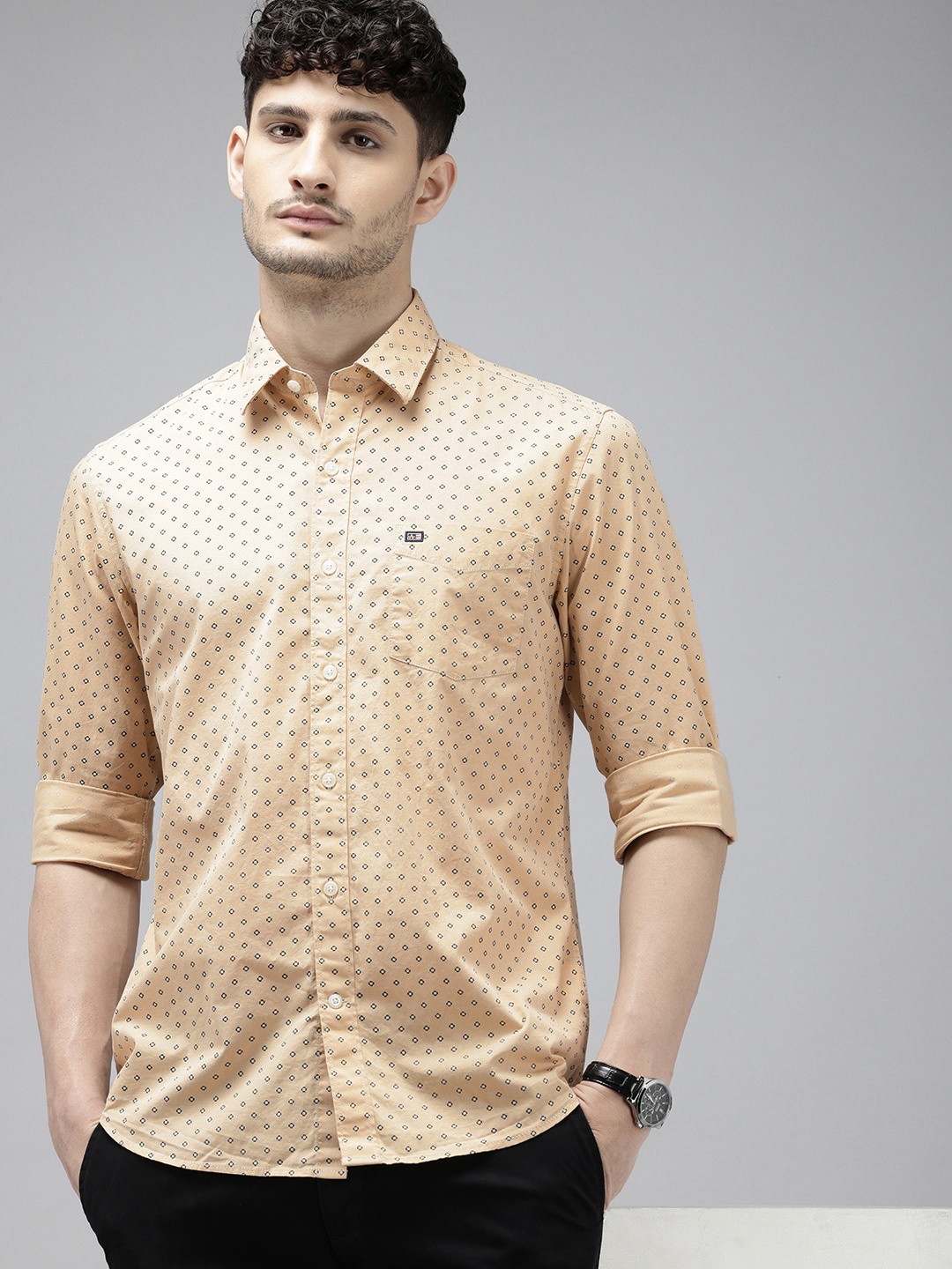 

Arrow Sport Pure Cotton Slim Fit Opaque Printed Casual Shirt, Beige