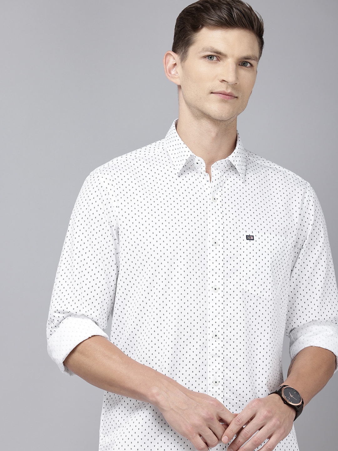 

Arrow Sport Manhattan Slim Fit Micro Ditsy Printed Pure Cotton Casual Shirt, White