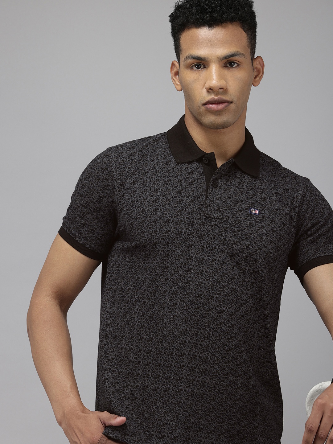 

Arrow Sport Printed Polo Collar T-shirt, Black