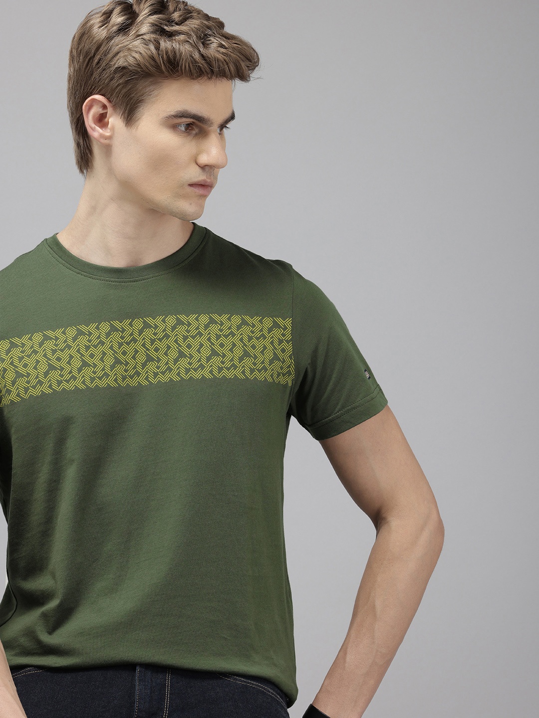 

Arrow Sport Printed Pure Cotton T-shirt, Olive