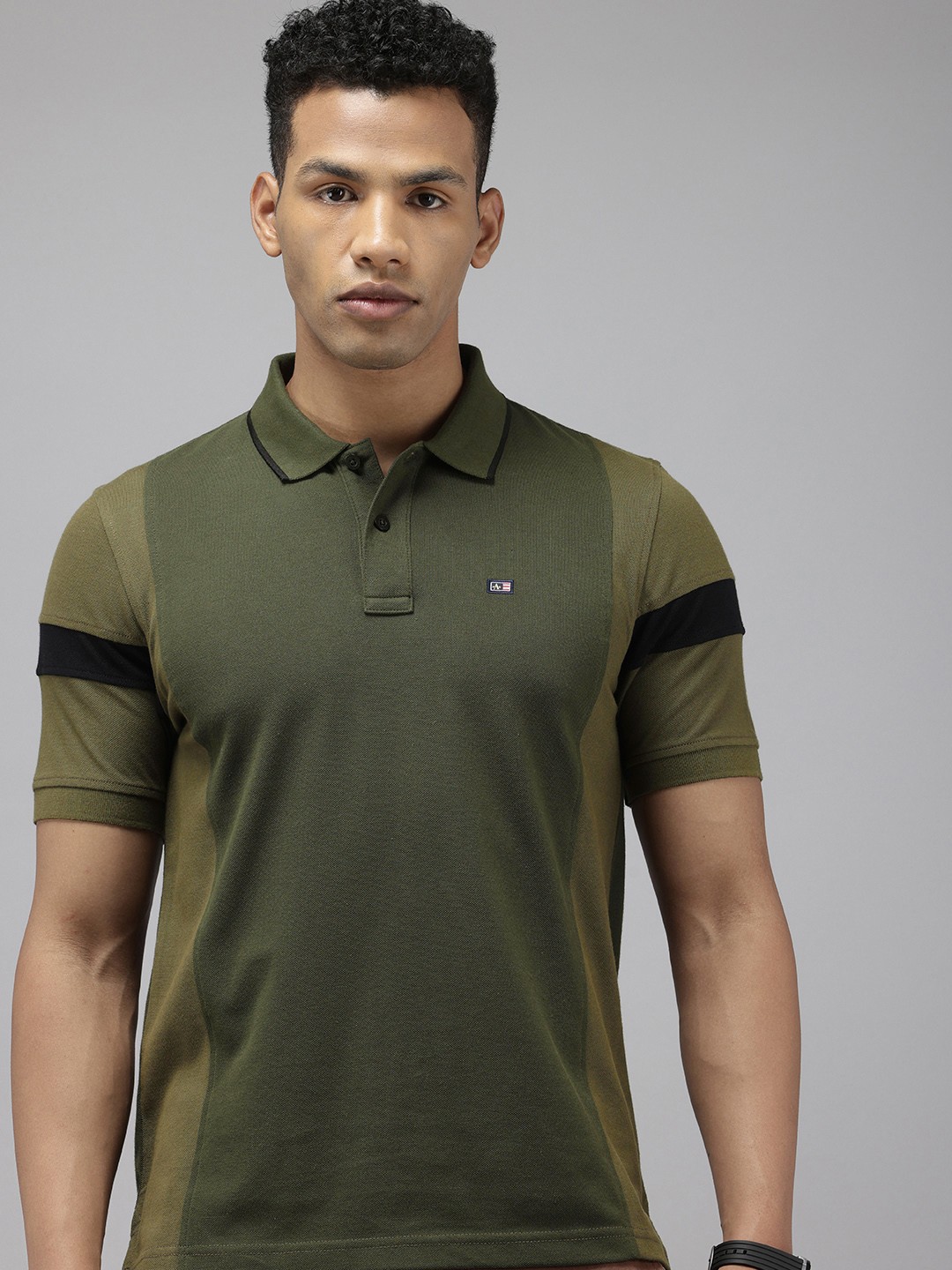 

Arrow Sport Short Sleeve Polo Collar T-shirt, Olive