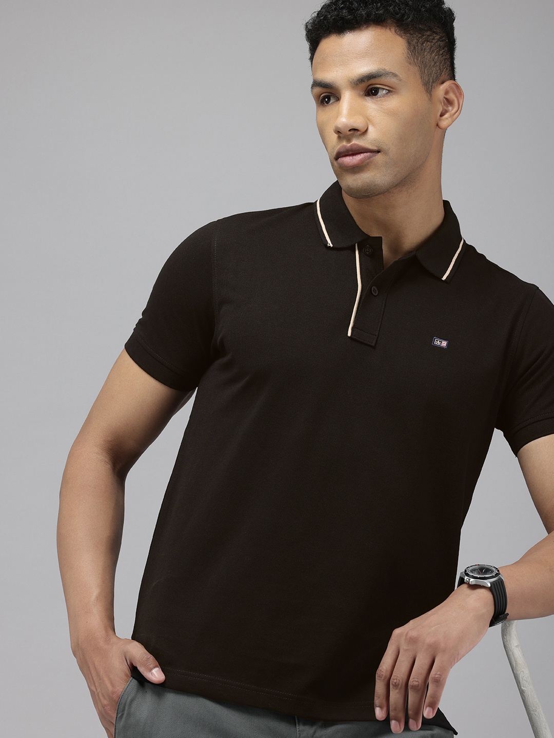 

Arrow Sport Short Sleeves Polo Collar T-shirt, Black