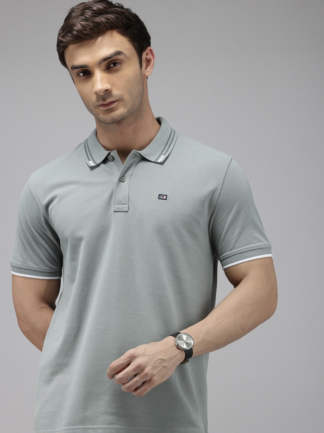 

Arrow Sport Polo Collar Relaxed Fit T-shirt, Grey