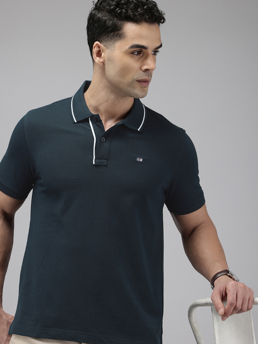 

Arrow Sport Polo Collar Relaxed Fit T-shirt, Navy blue