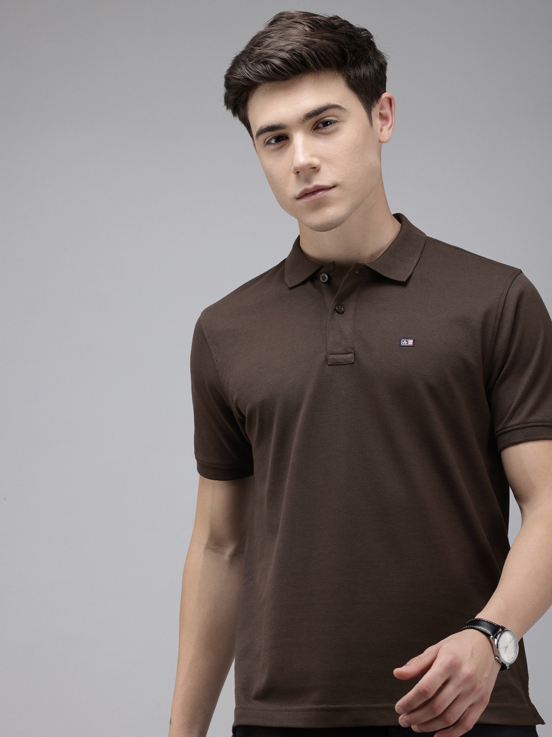 

Arrow Sport Polo Collar T-shirt, Coffee brown