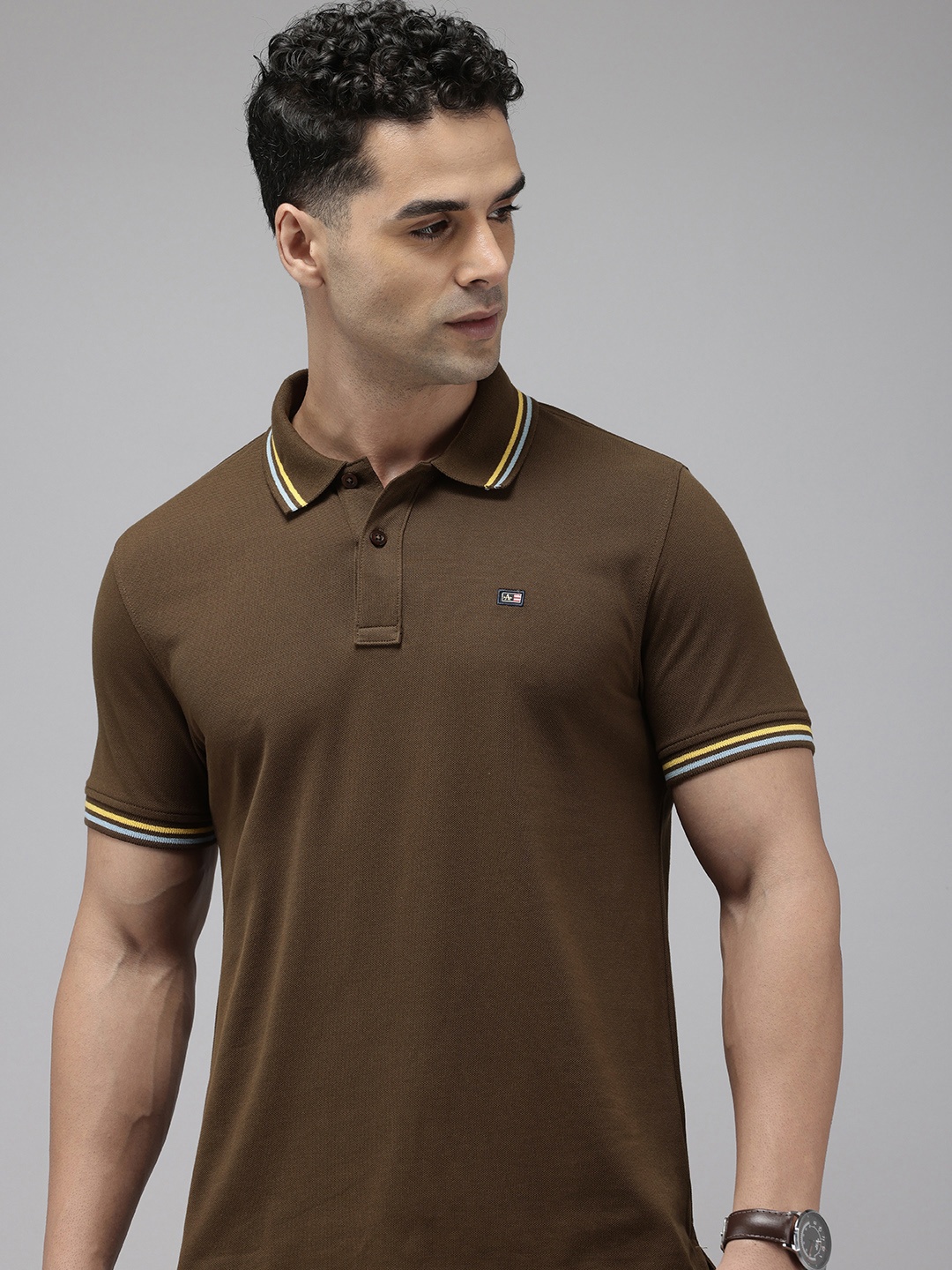 

Arrow Sport Polo Collar Relaxed Fit T-shirt, Brown