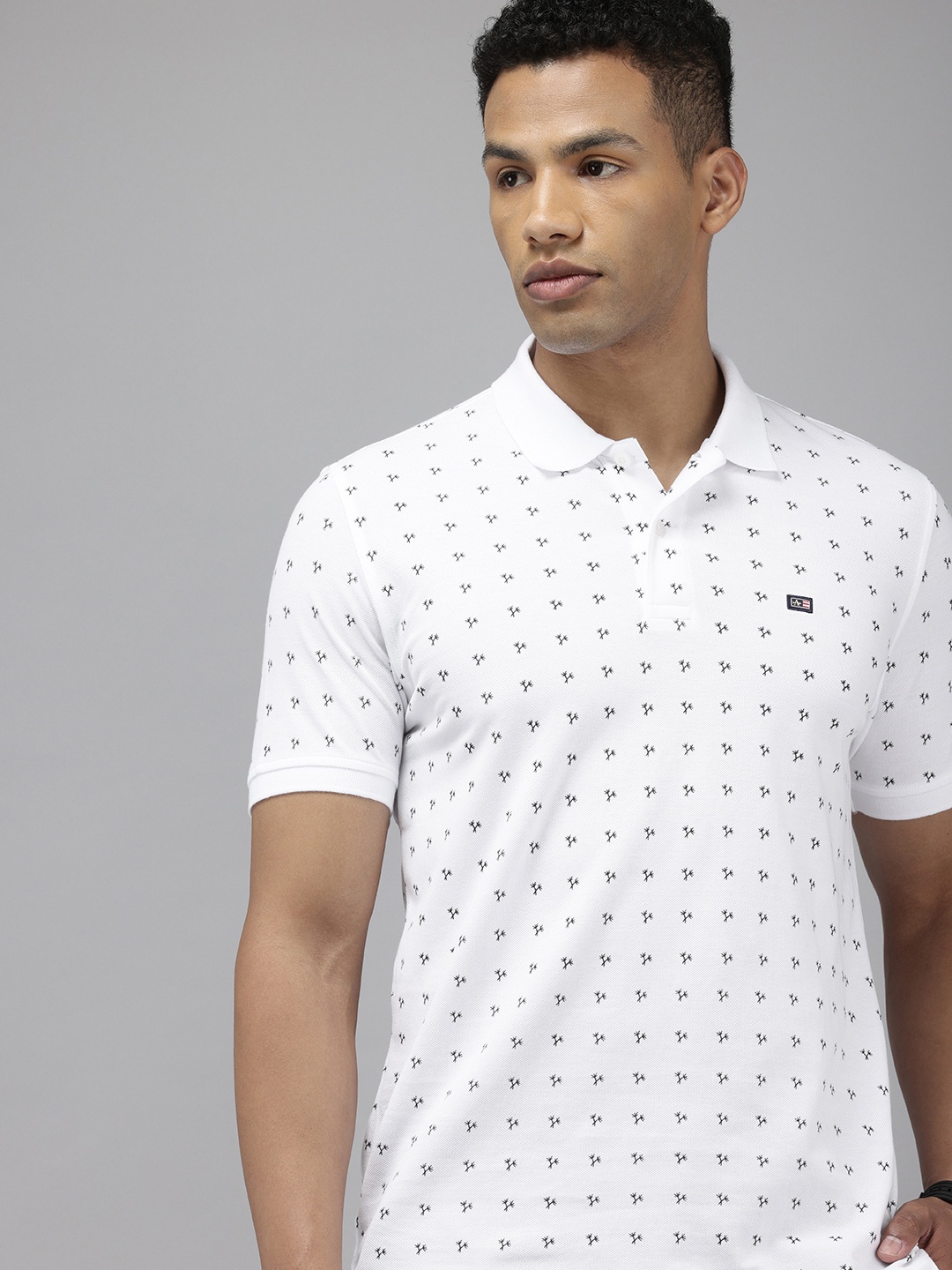 

Arrow Sport Printed Polo Collar Pure Cotton T-shirt, White