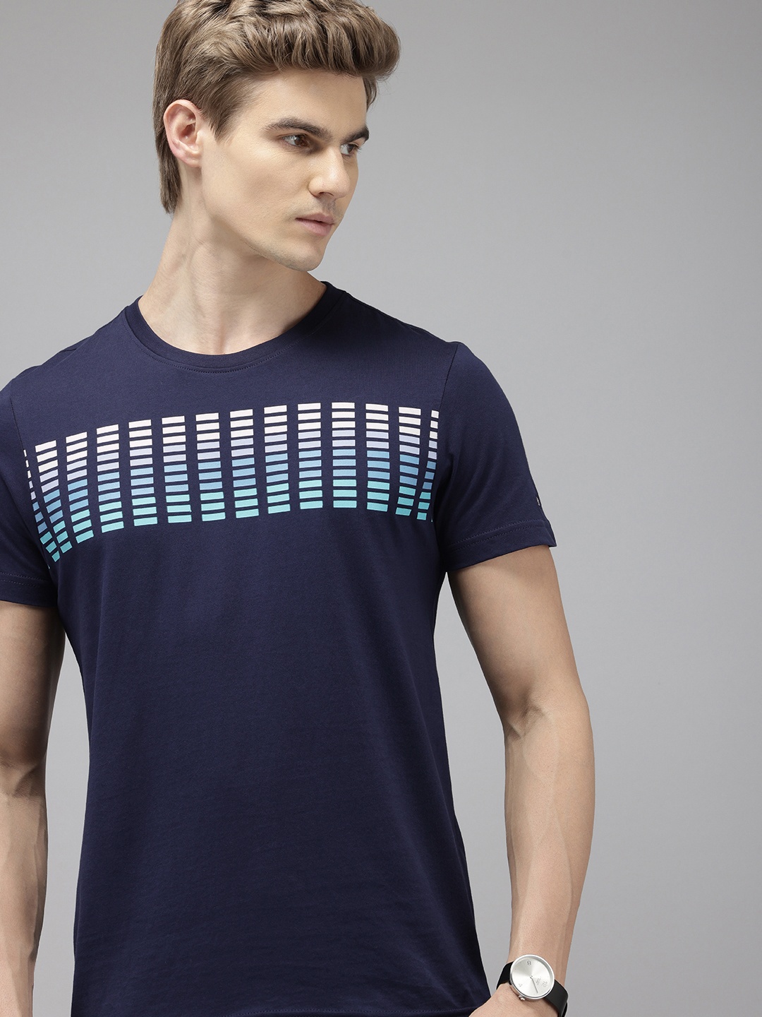 

Arrow Sport Printed Pure Cotton T-shirt, Navy blue