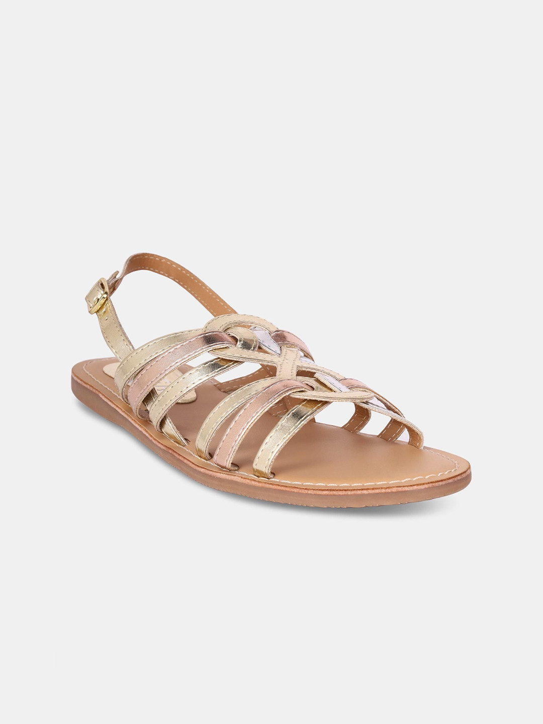 

Thea Women Open Toe Flats with Laser Cuts, Silver