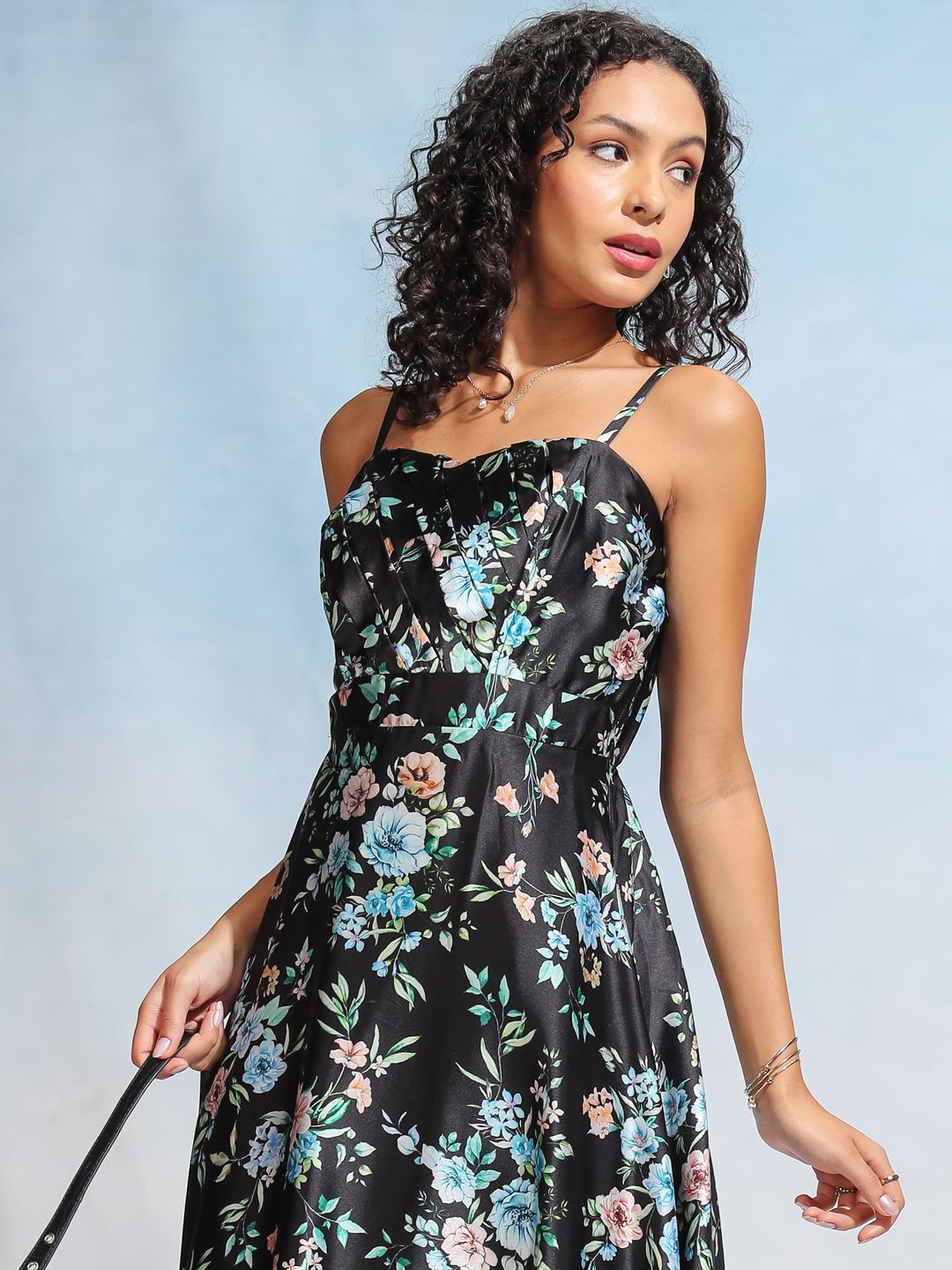 

Tokyo Talkies Floral Print Fit & Flare Maxi Dress, Black