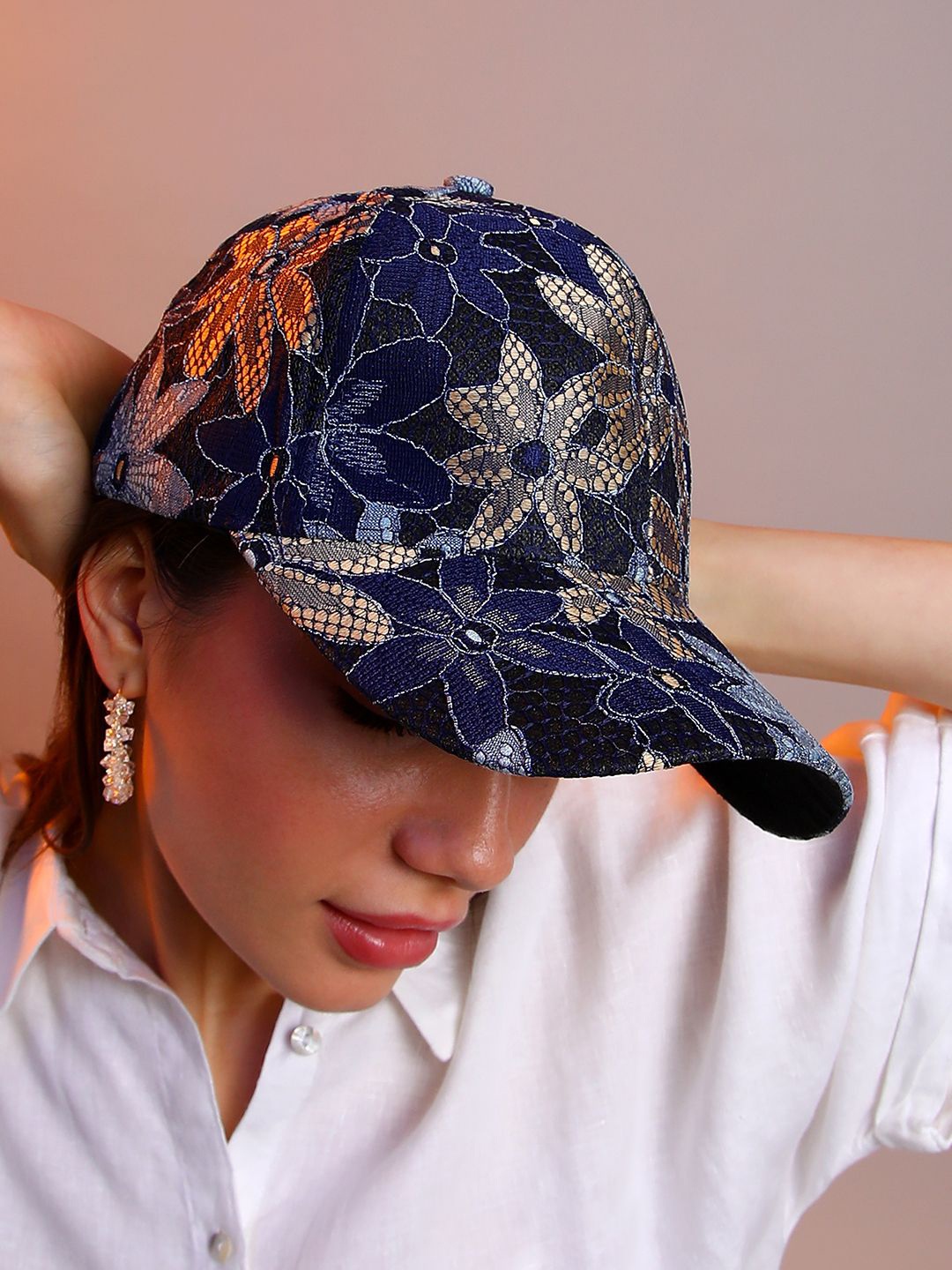 

HAUTE SAUCE by Campus Sutra Women Flora Cluster Printed Baseball Cap, Black