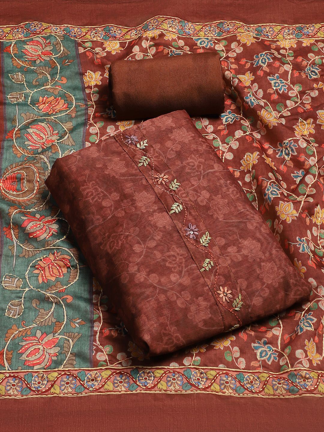 

Biba Embroidered Unstitched Dress Material, Brown