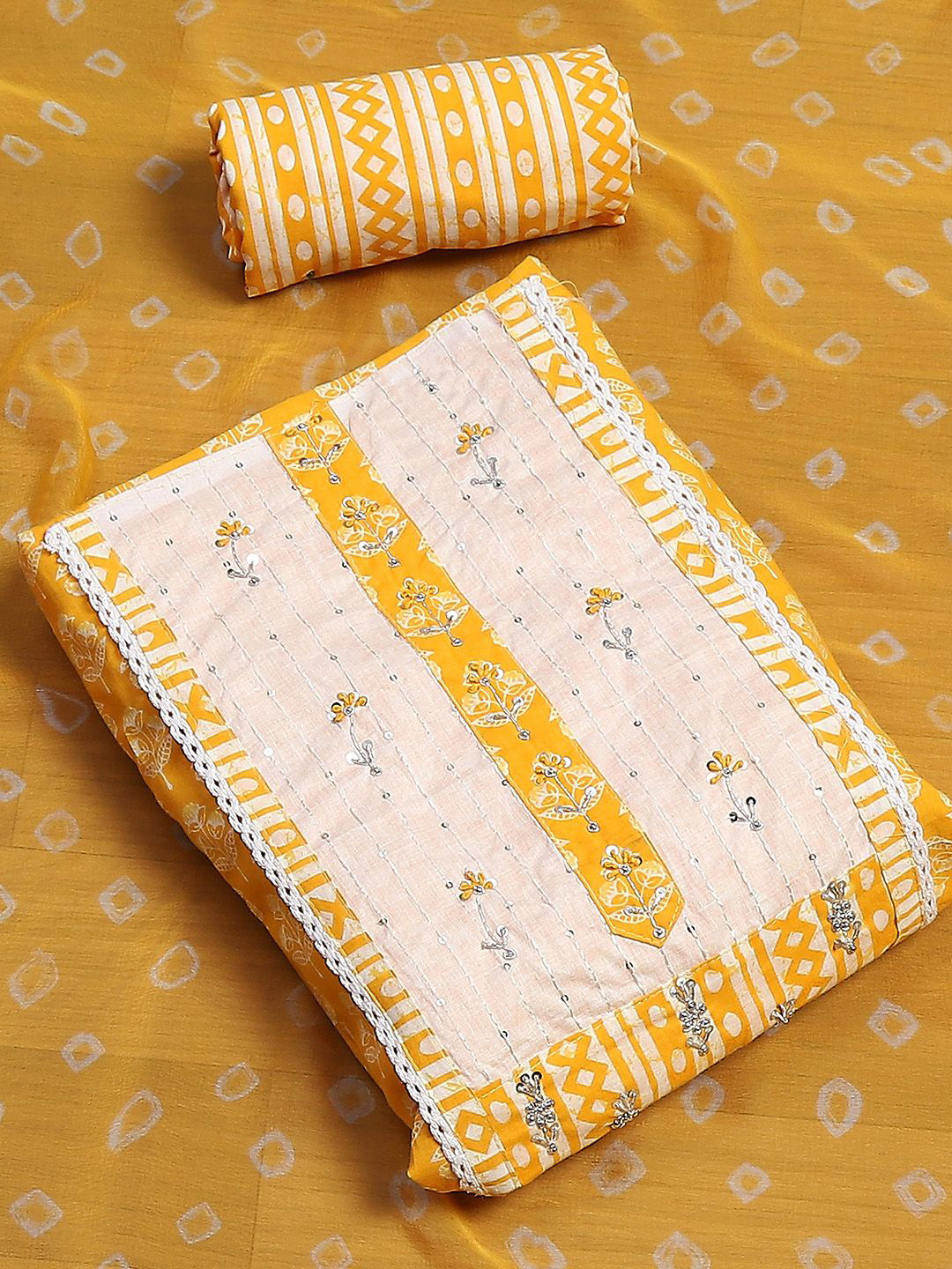 

Biba Embroidered Pure Cotton Unstitched Dress Material, Yellow