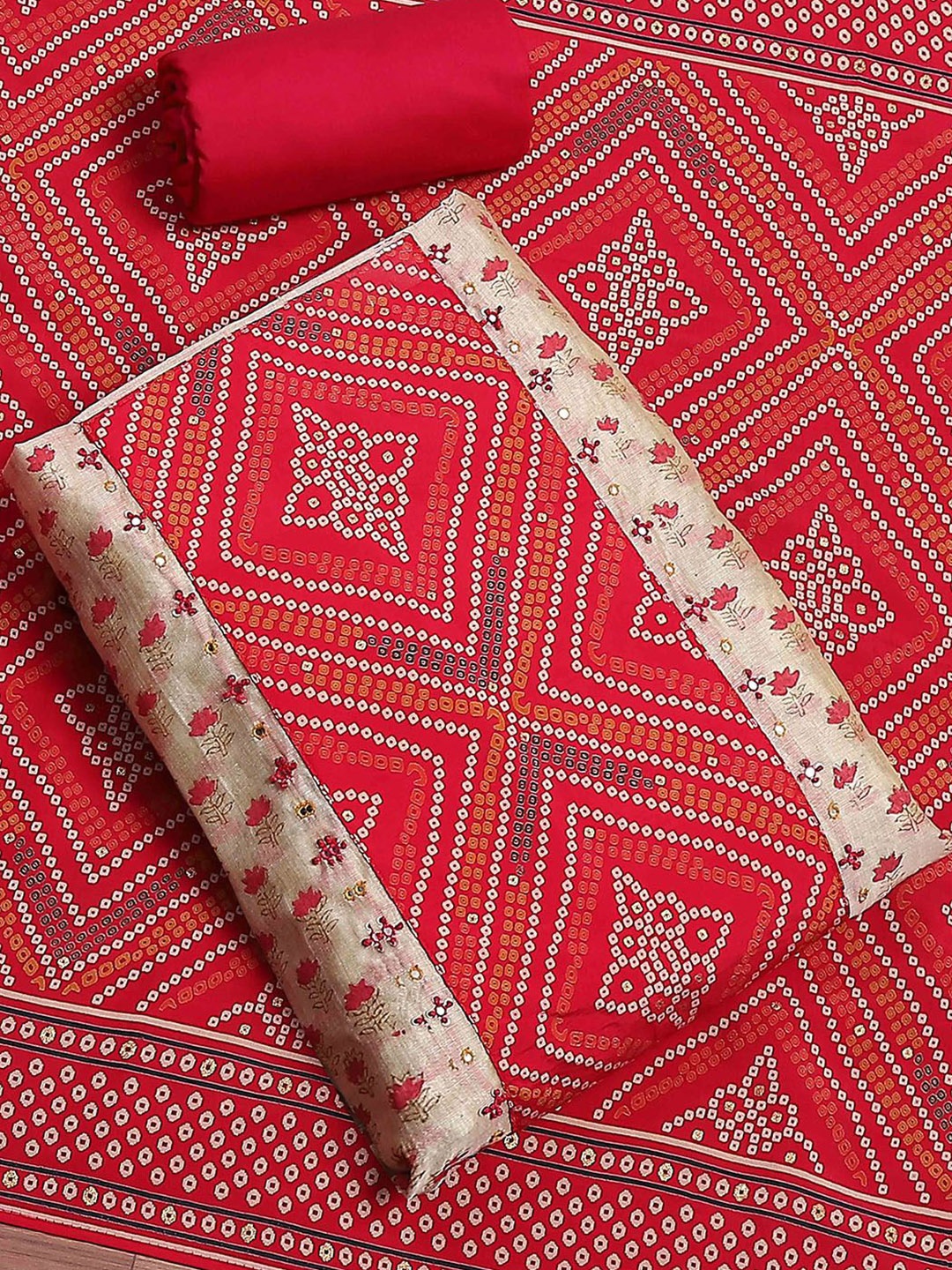 

Biba Printed nstitched Dress Material, Pink