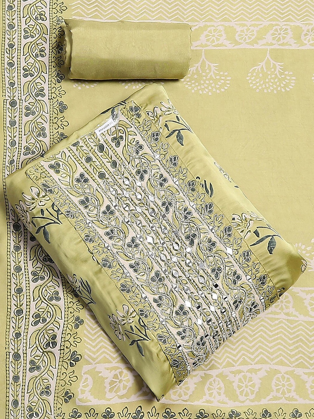 

Biba Floral Unstitched Dress Material, Green