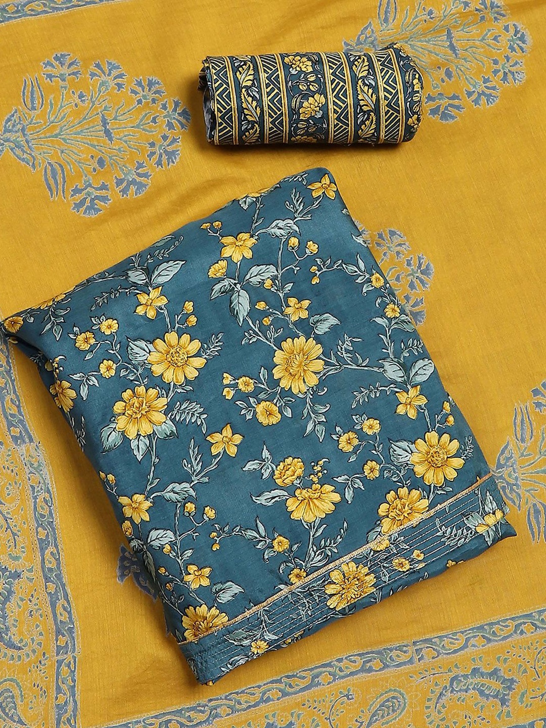 

Biba Unstitched Dress Material, Blue