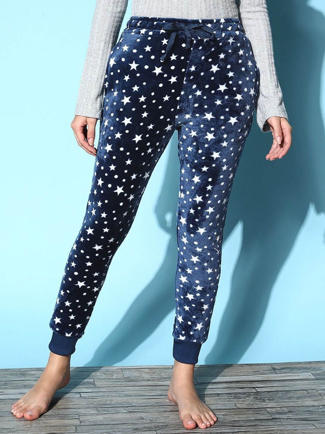 

Sweet Dreams Women Printed Mid-Rise Joggers Lounge Pants, Navy blue