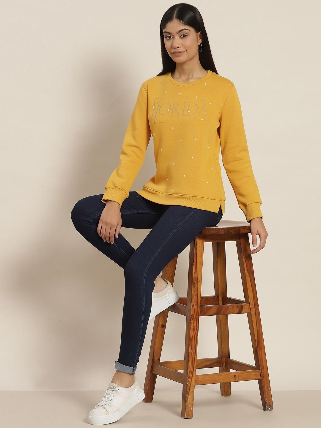 

Sweet Dreams Women Fleece Long Sleeves Sweatshirt, Mustard