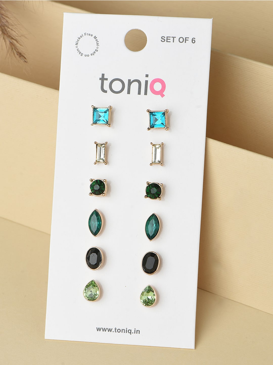 

ToniQ Set Of 6 Gold-Plated Studs Earrings