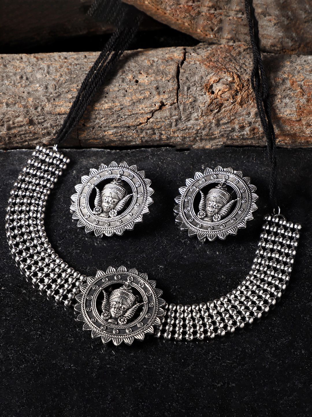 

VENI 92.5 Silver-Plated Oxidised Jewellery Set