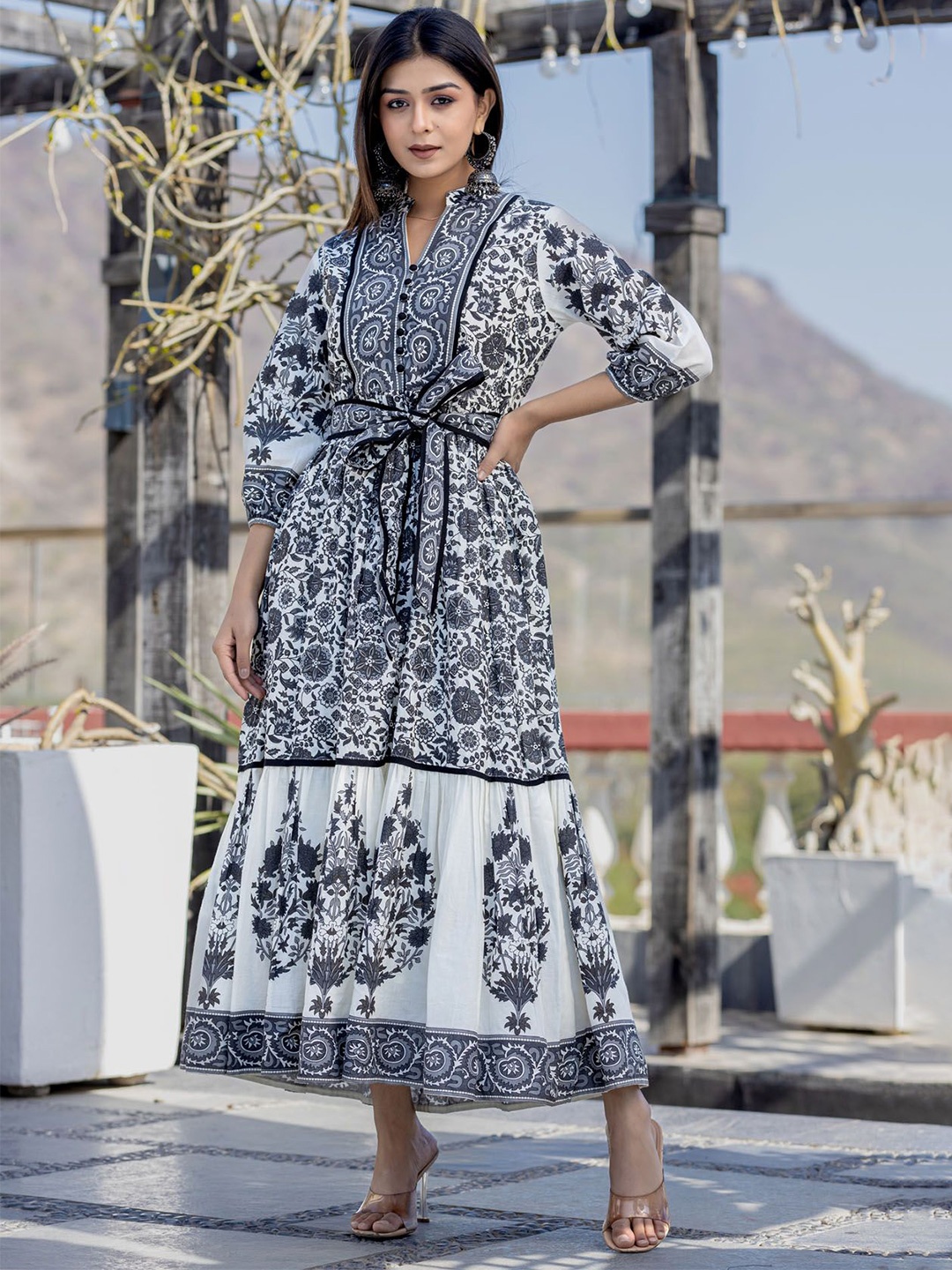 

FASHION DWAR Women Floral Print Maxi Midi Dress, Black