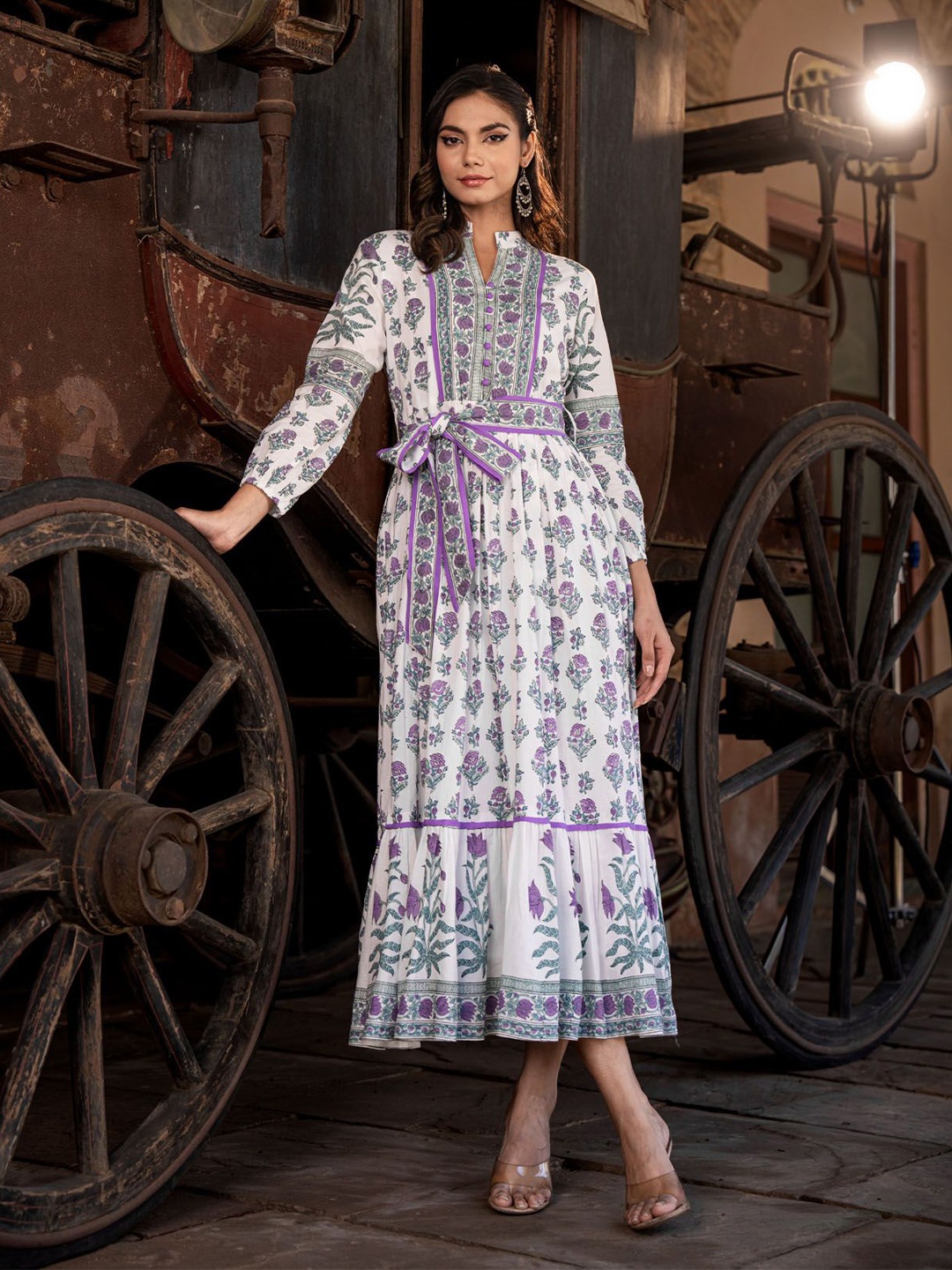 

FASHION DWAR Floral Print Maxi Midi Dress, Purple