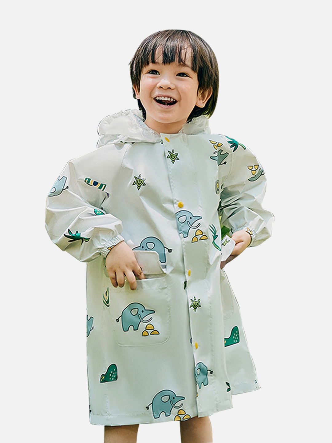 

Little Surprise Box LLP Kids Printed Waterproof Rain Jacket, Cream