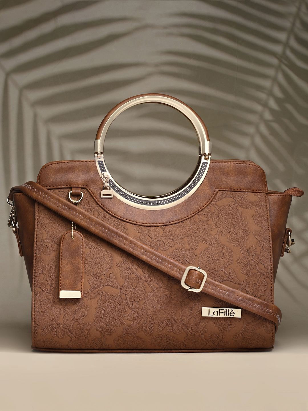 

LaFille Women Textured PU Structured Handheld Bag, Brown