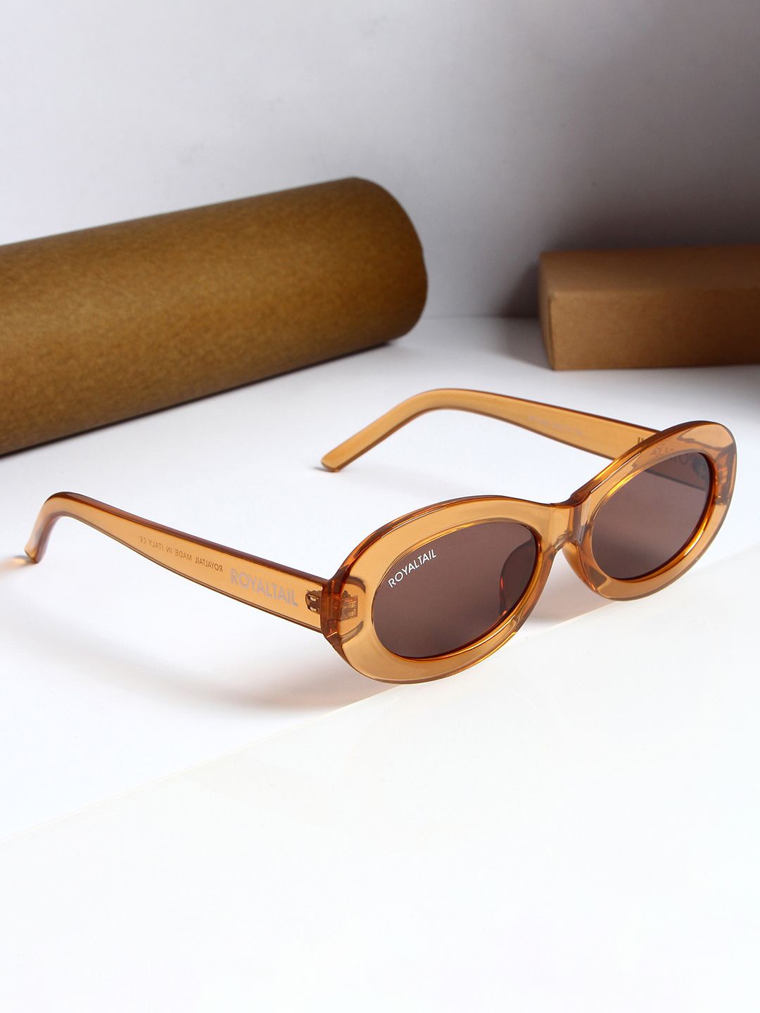 

ROYALTAIL Unisex Oval Sunglasses with UV Protected Lens RT-SUNG-063, Brown
