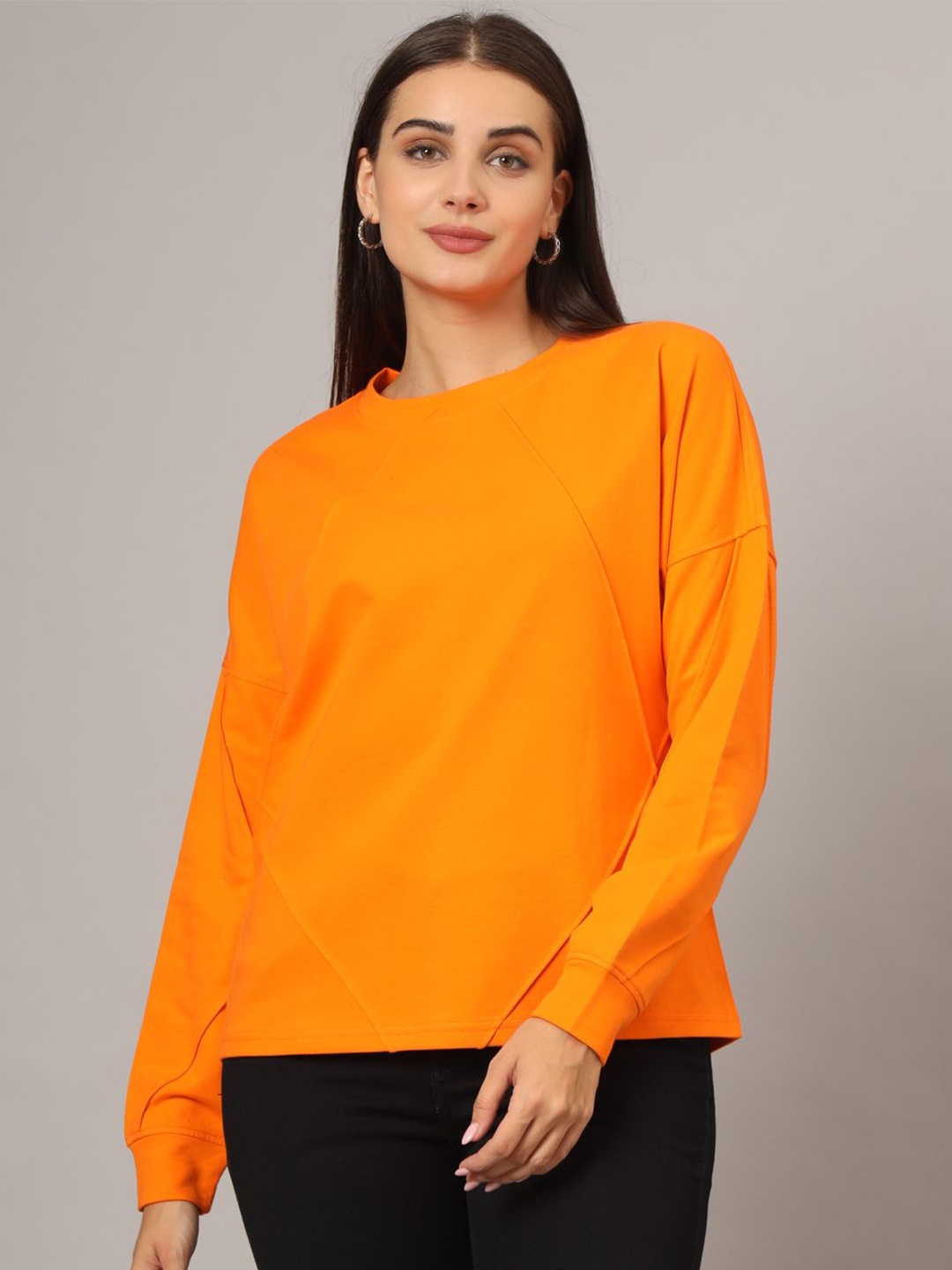 

BRINNS Women Long Sleeves Round Neck Sweatshirt, Orange