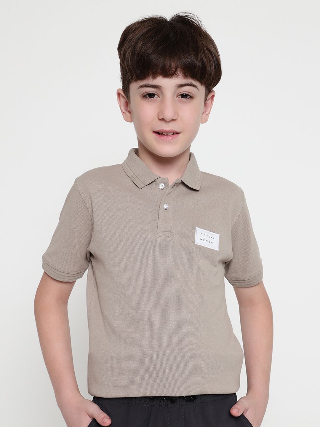 

Octave Boys Polo Collar Pockets T-shirt, Grey