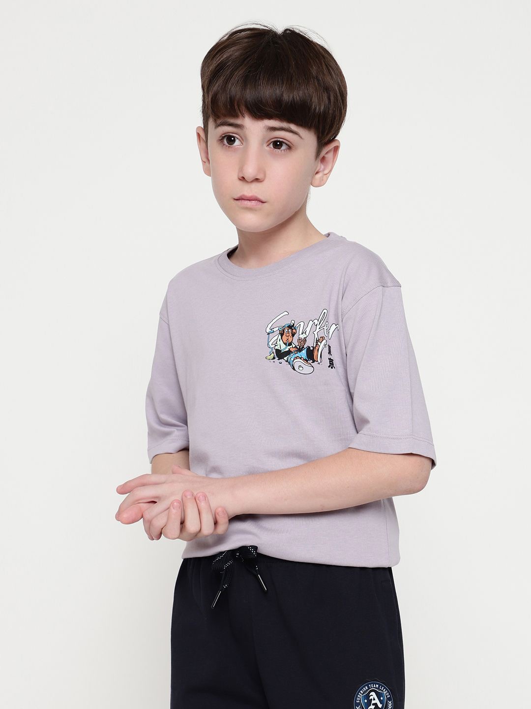 

Octave Boys Extended Sleeves Applique T-shirt, Purple