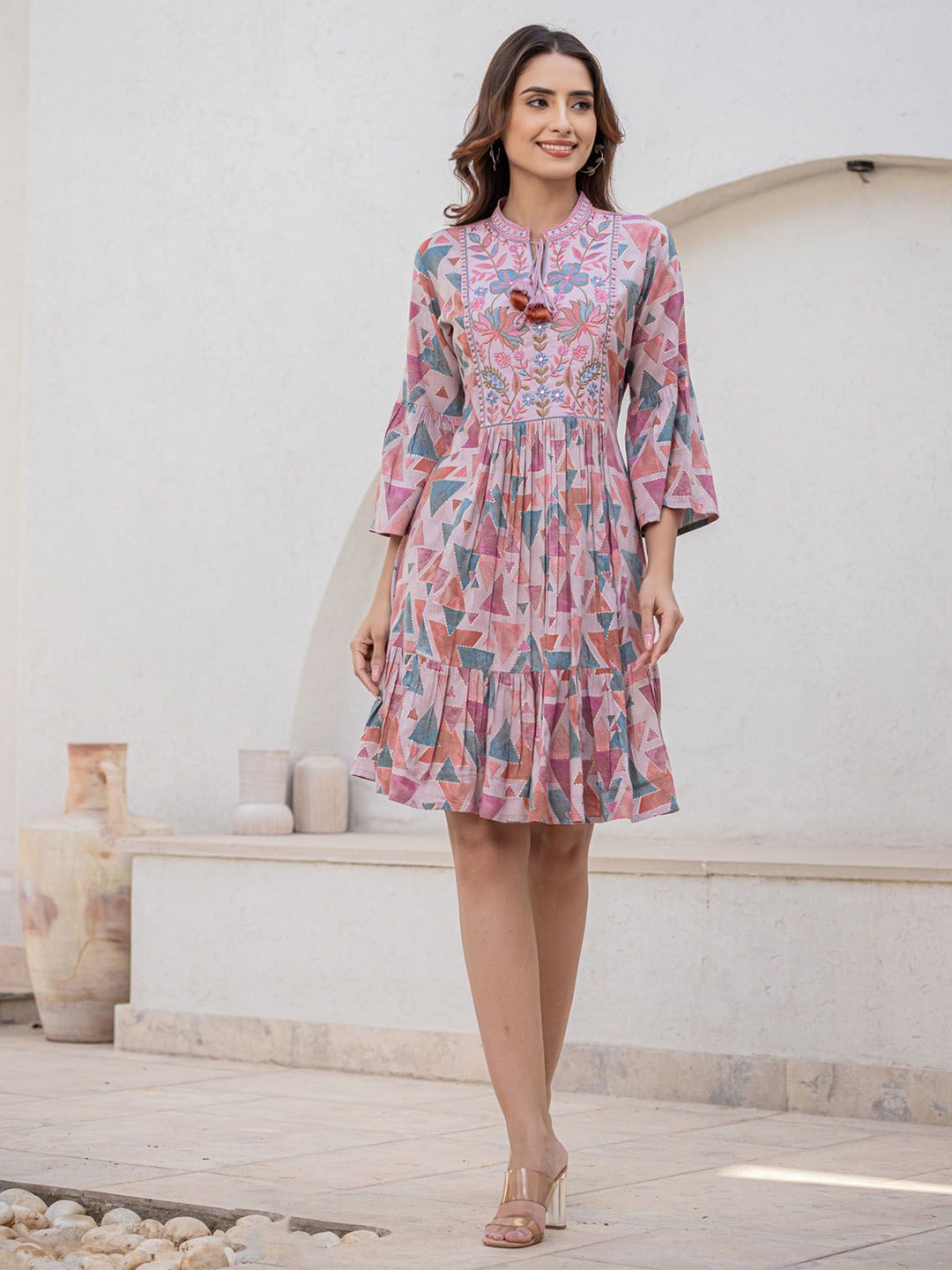 

FASHION DWAR Women Floral Print Fit & Flare Dress, Pink