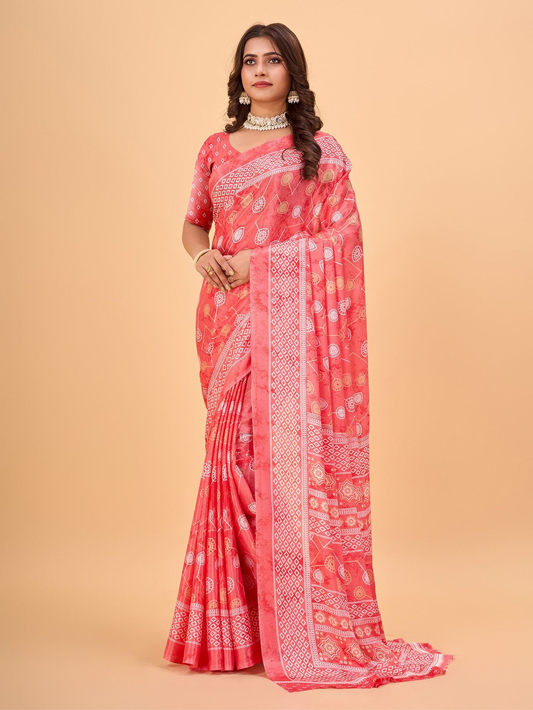 

NIRMAL CREATION Ethnic Motifs Printed Saree, Red
