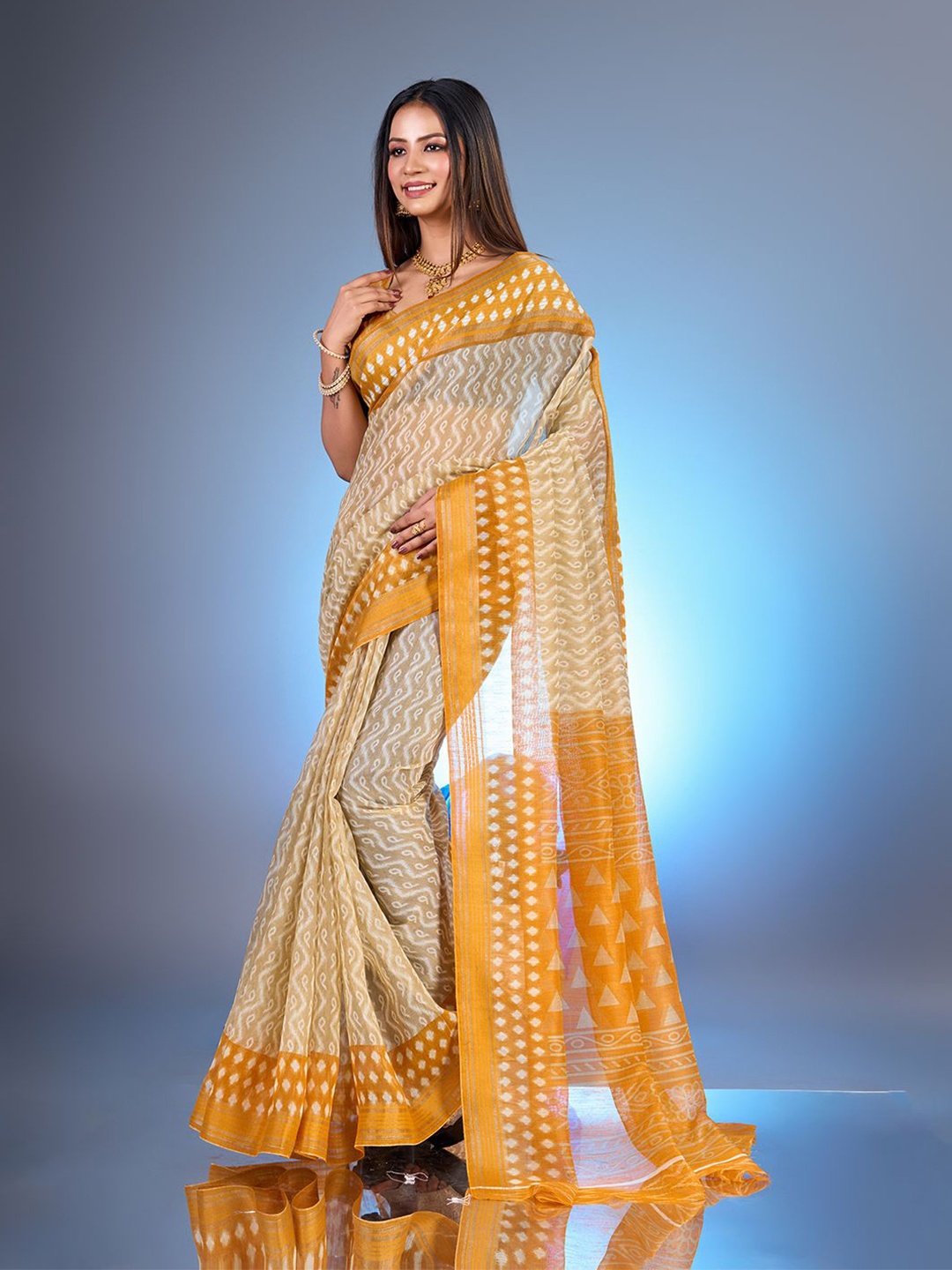 

NIRMAL CREATION Maheshwari Saree, Mustard