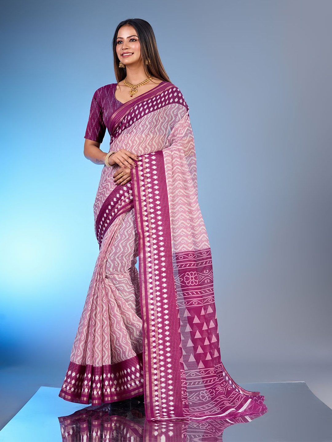 

NIRMAL CREATION Ethnic Motifs Maheshwari Saree, Purple