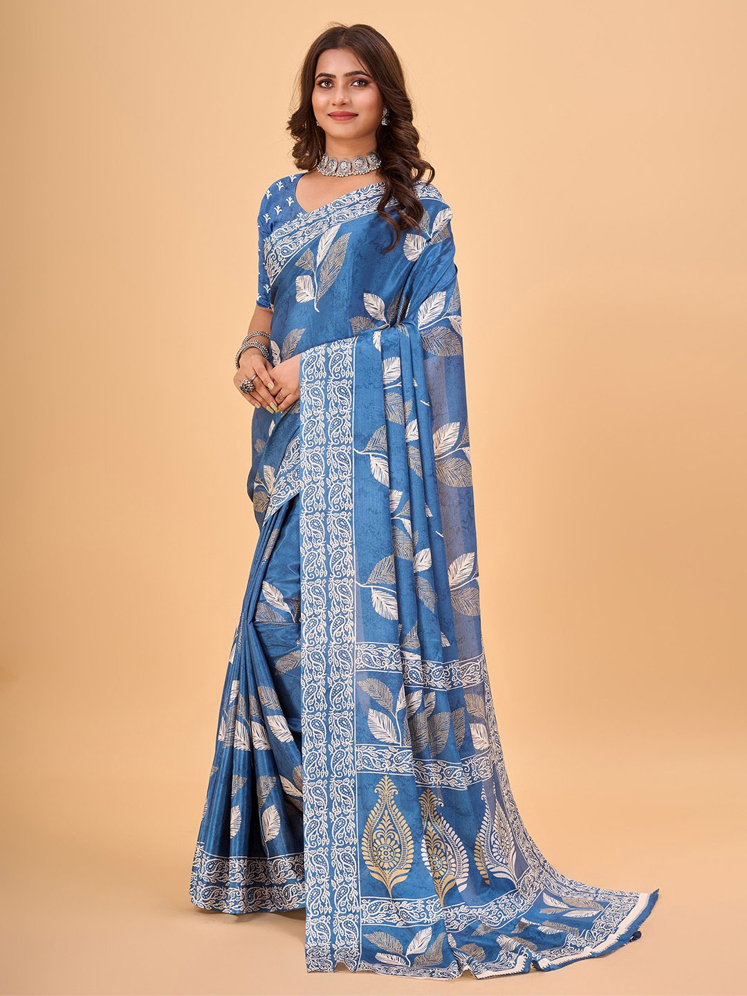

NIRMAL CREATION Ethnic Motifs Saree, Blue