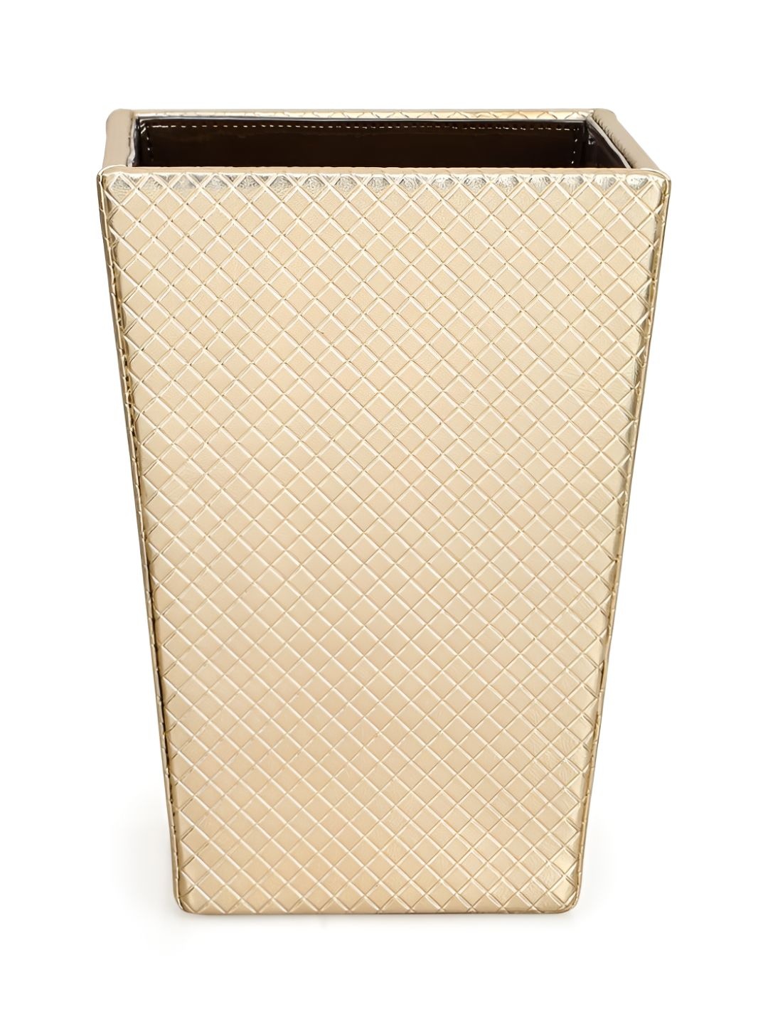 

THE HOME CO. Textured Checked Dustbin, Gold