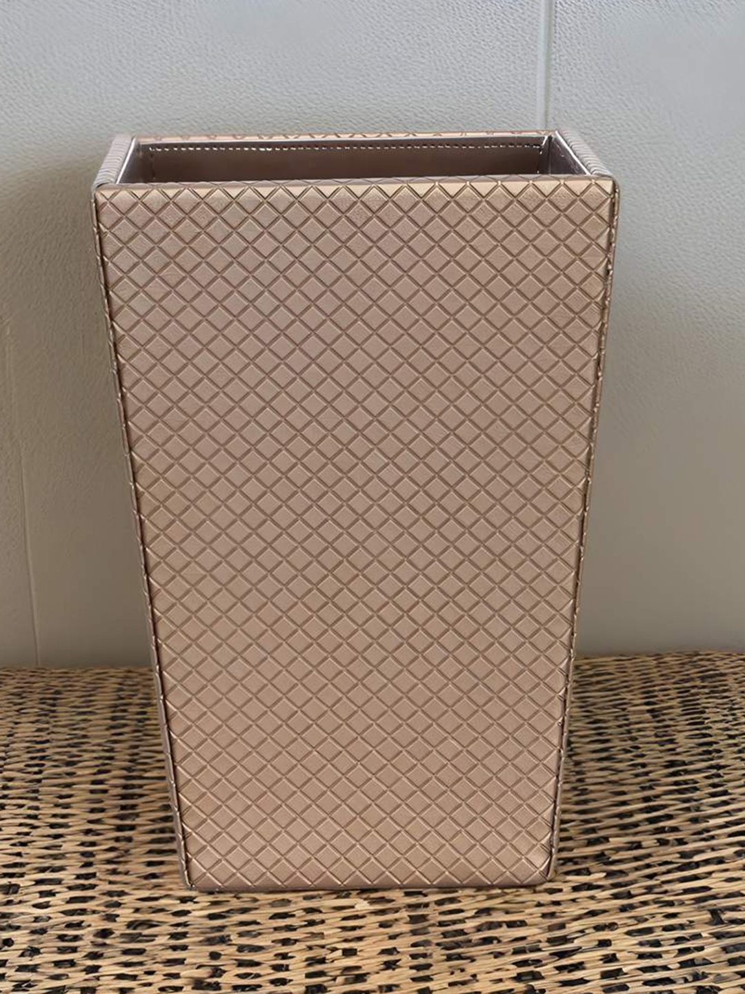 

THE HOME CO. Checked Dustbin, Bronze