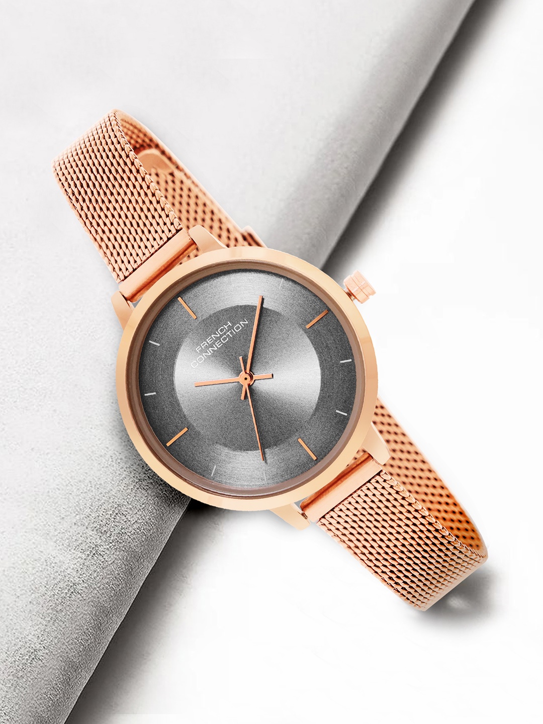 

French Connection Women Embellished Dial & Stainless Steel Straps Analogue Automatic Watch, Grey