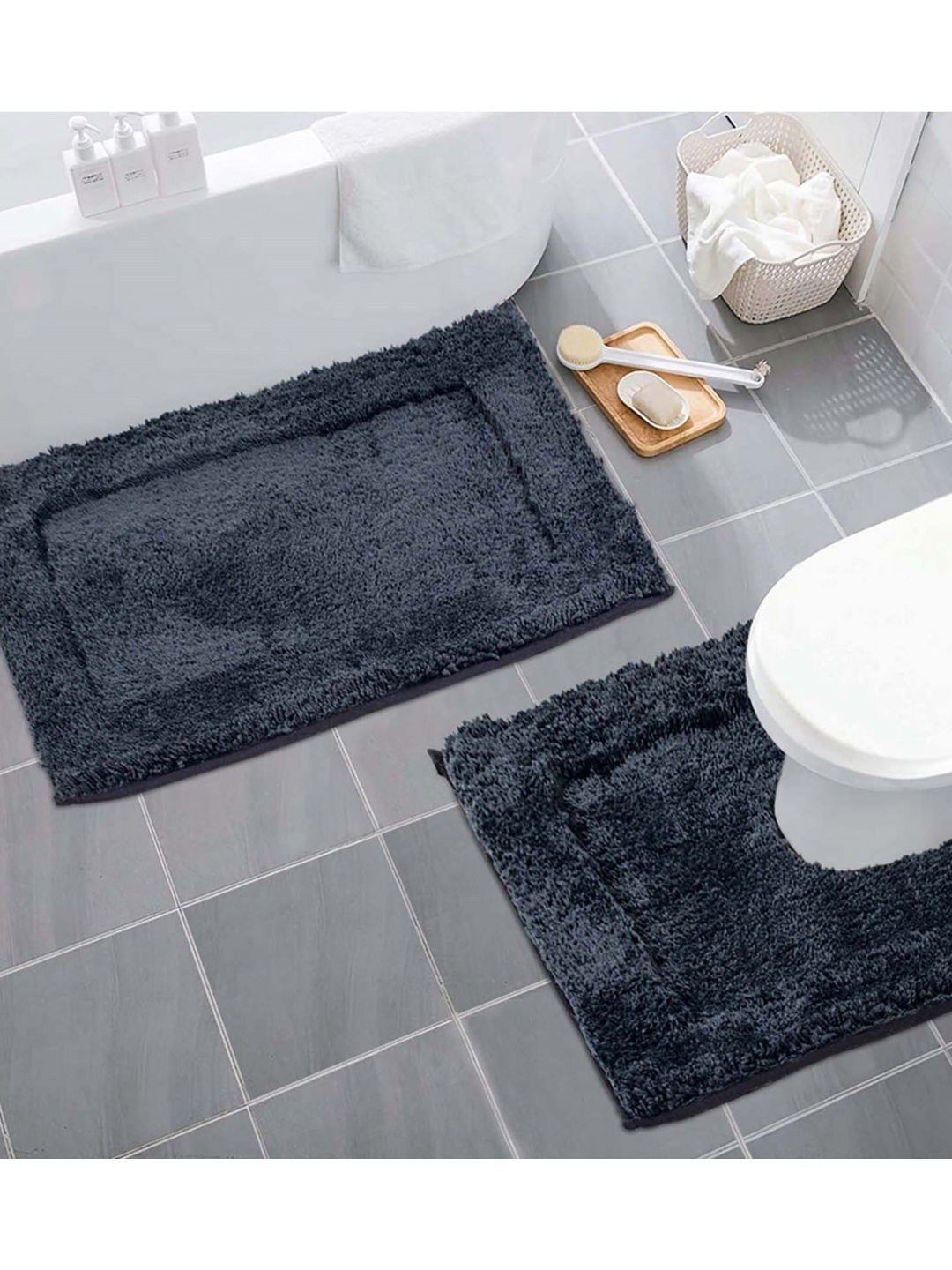 

Freelance Charcoal Grey 2Pieces 2200 GSM Microfibre Bath Rugs