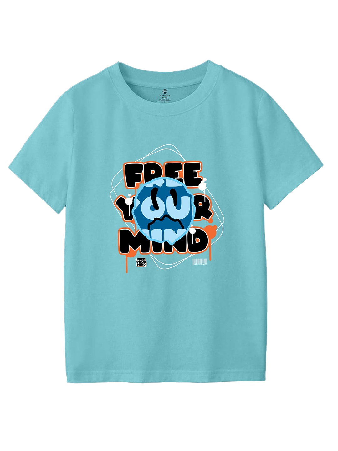 CODEZ Boy Typography Printed Round Neck T-shirt, Blue