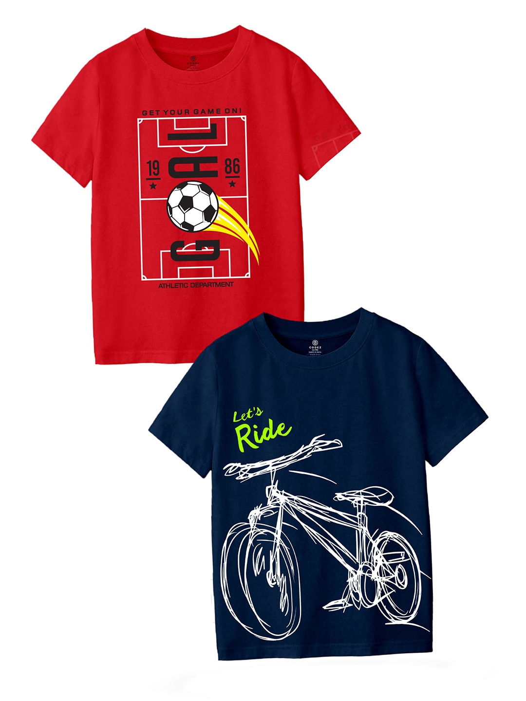 

CODEZ Boys 2 Printed Applique T-shirt, Multi