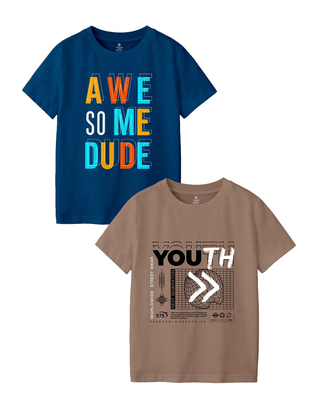 

CODEZ Boys Typography 2 Printed Pockets T-shirt, Multi