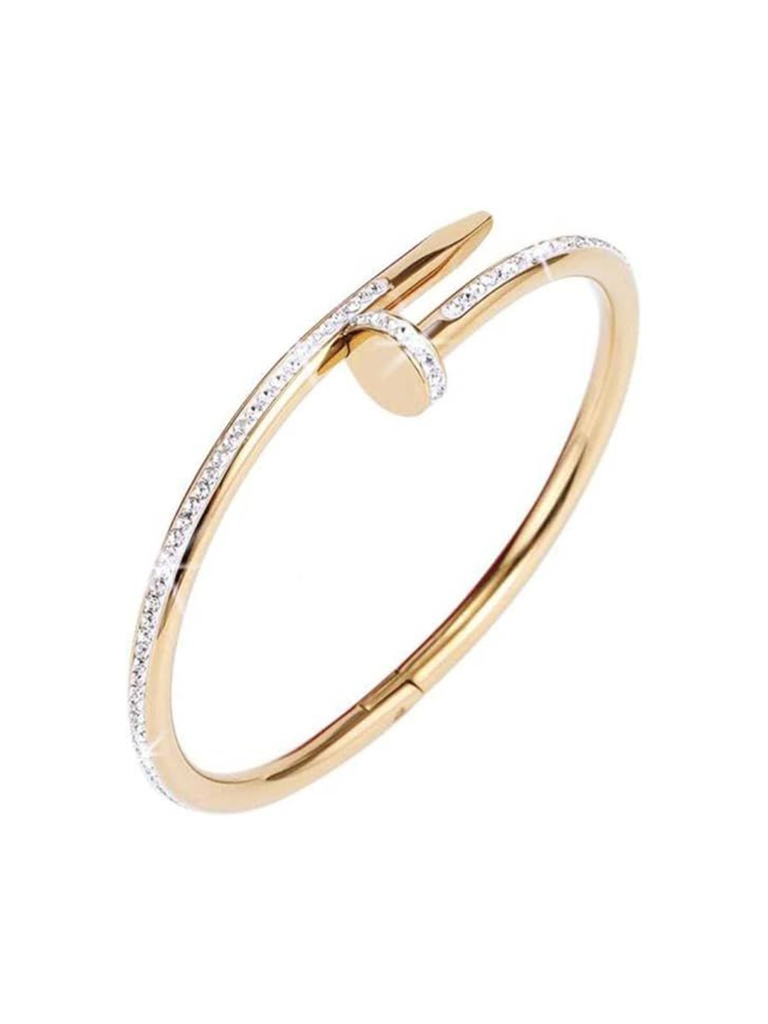 

KARISHMA KREATIONS Unisex Cubic Zirconia Gold-Plated Kada Bracelet